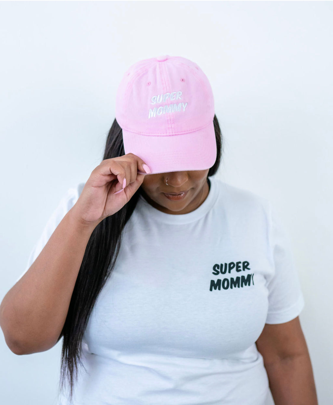 Super Mommy Hat - Pink Non Distressed Adult Size
