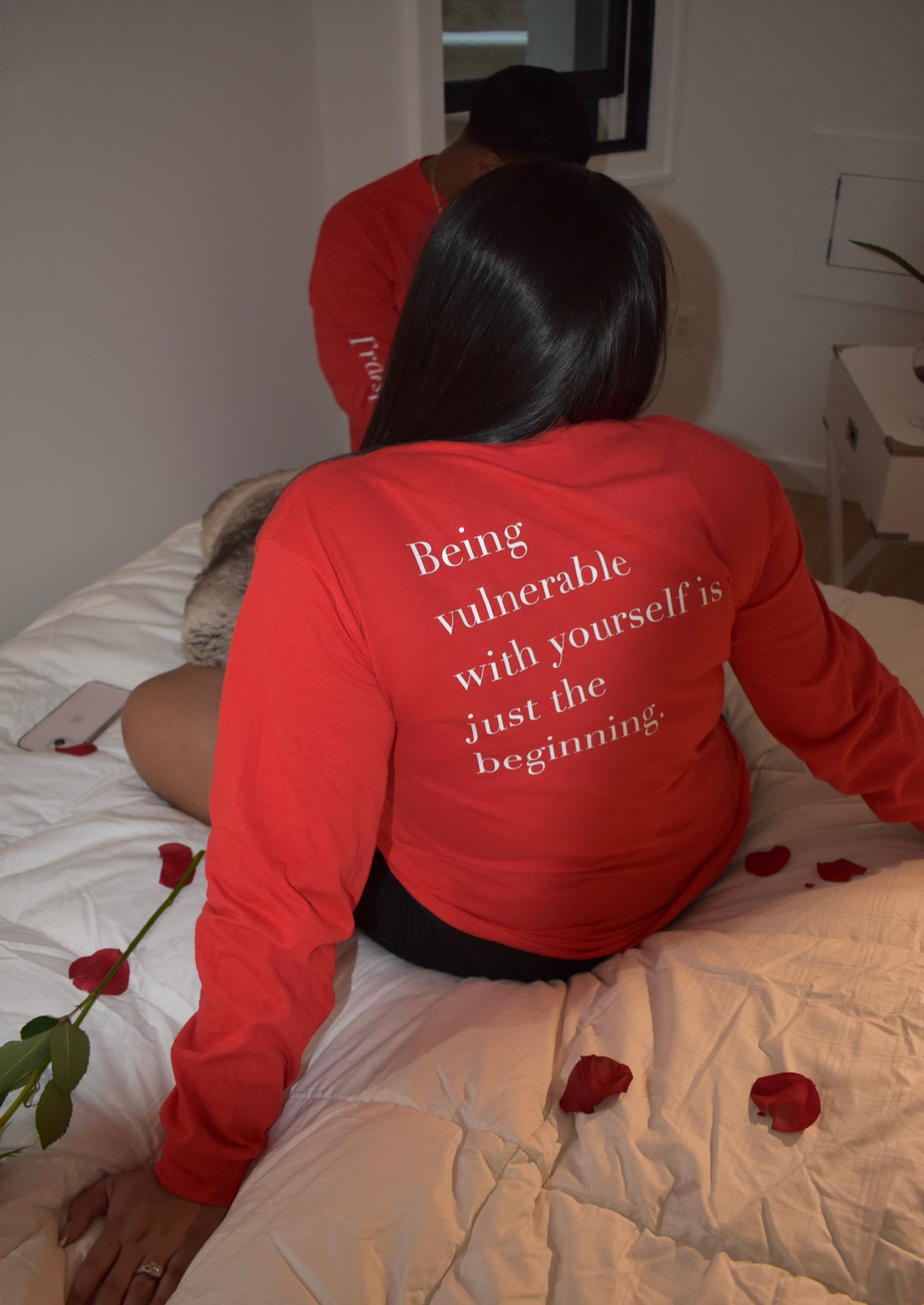 Worthy To Be Loved - Red Crewneck Long Sleeve Shirt
